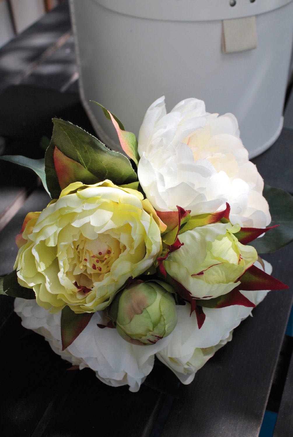 2618 708 a3 Пион шелковый, 6-кратный, 35 см, бело-зеленый H-andreas 