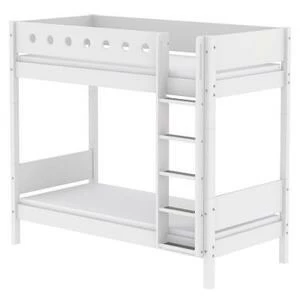Кровать Flexa White двухъярусная с прямой лестницей, 200 см, белая