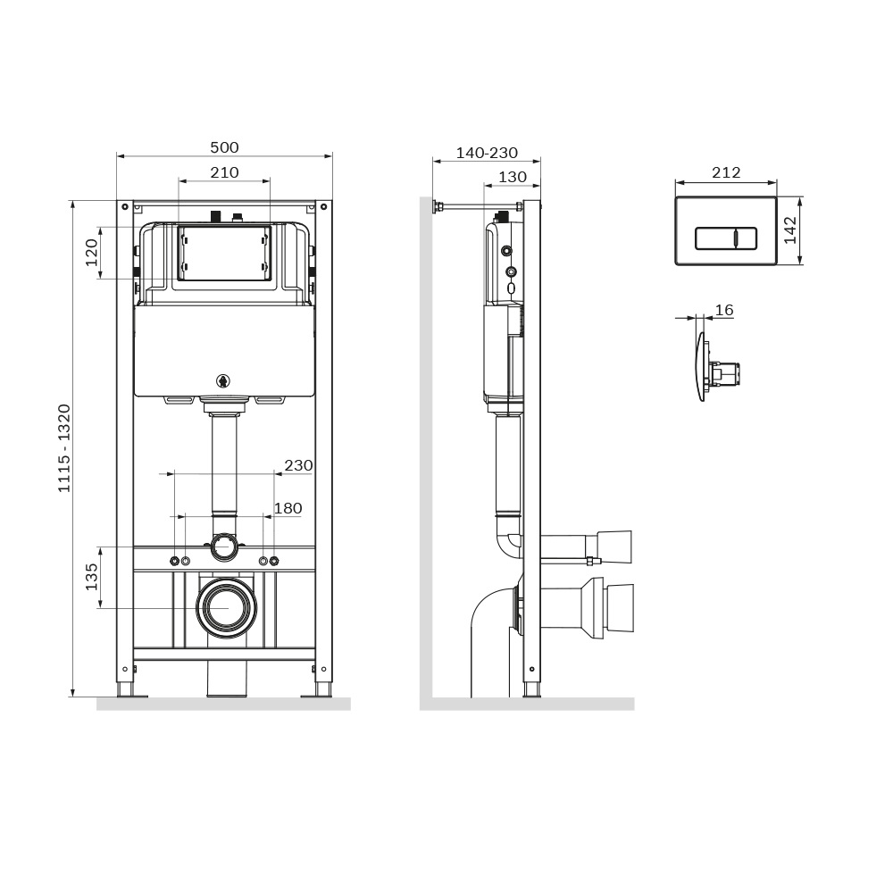 I012704.8051 инсталляция для подвесного унитаза с пневматич клавишей M пластик глянц хром AM.PM Pro - Вид №1