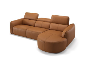 Кожаный диван с полуостровом