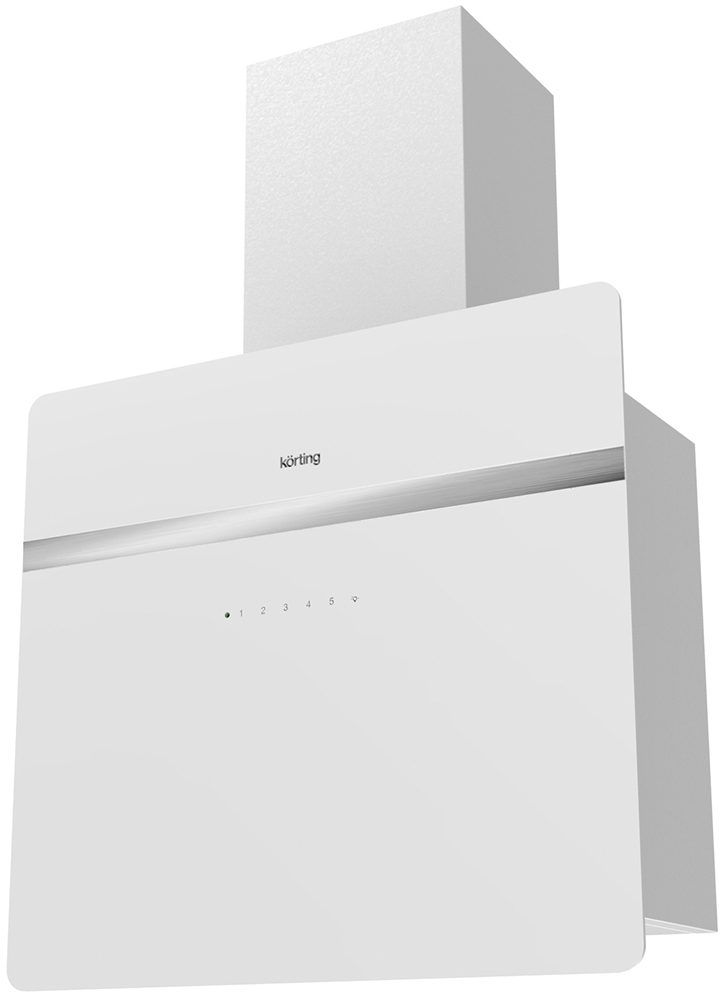 KHC 69131 GXW Вытяжки / ширина 60 см, вертикального типа, электронное сенсорное управление touch, 5 режимов, 950 м3/ч., таймер, пульт ду, алюминиевые жировые фильтры, led освещения, белое стекло + нержавеющая сталь Korting Santreyd 