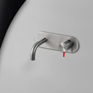 Смеситель для раковины сталь матовая с красной ручкой Toki Radomonte TKI20SCIL25