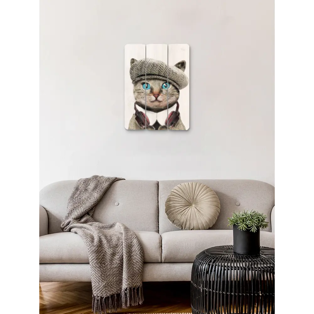 Картина на МДФ Кот в берете 30x40 см 85336834 STLM-2161777 POSTERMARKET  - Вид №4