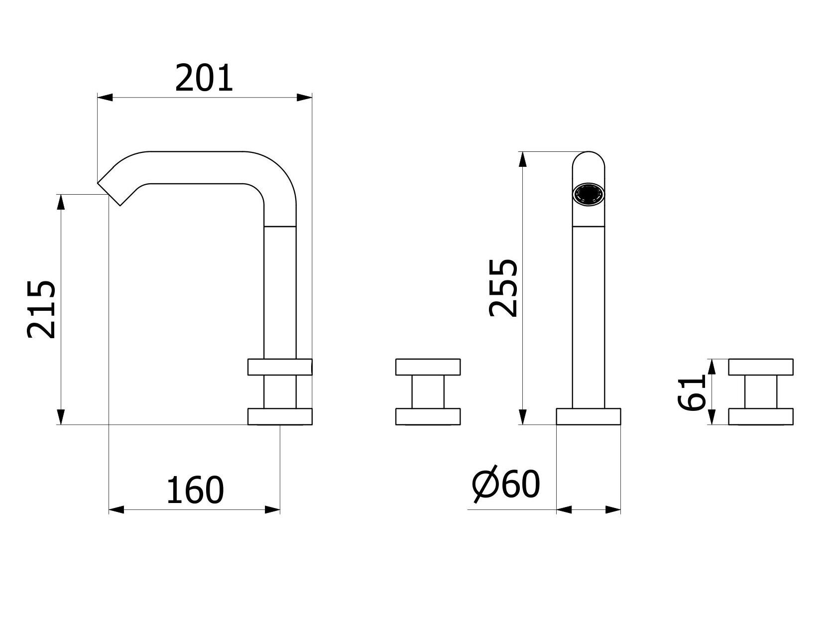 Смеситель для раковины с 3 отверстиями из нержавеющей стали с автоматическим сливом IB ARCH-00072111 - Вид №2