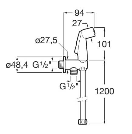 Настенный смеситель для биде с ручным душем Roca BE FRESH 5B9230C00 ARCH-00099157 - Вид №2