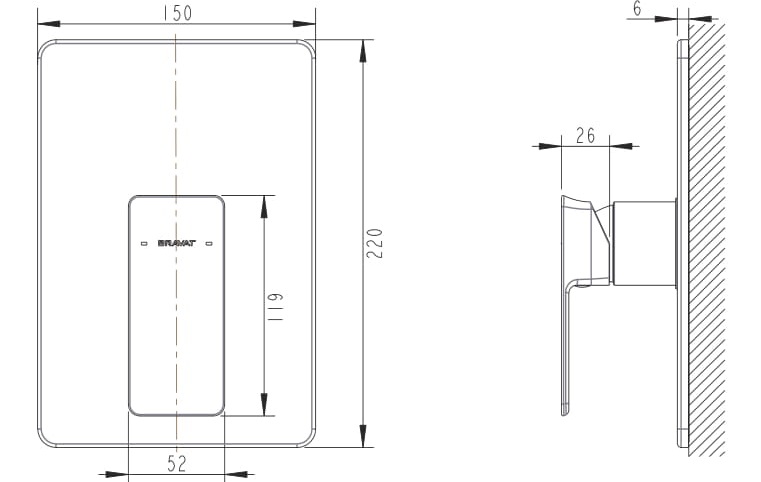 Встраиваемый смеситель 1-функц. PHILLIS PB856101CP-ENG bravat - Вид №1