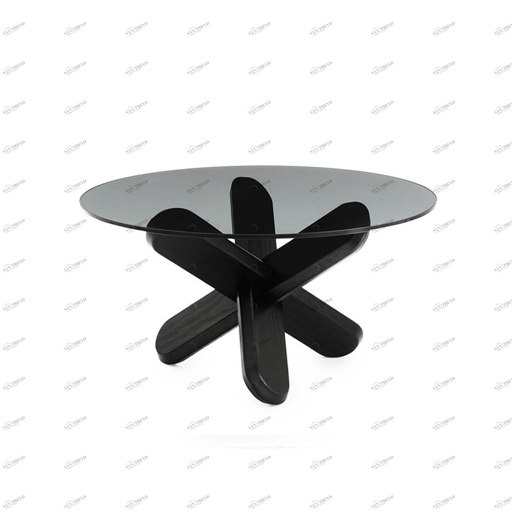 Стол Ding 40 x D75 см, дымчатое стекло-черный Normann Copenhagen 602245