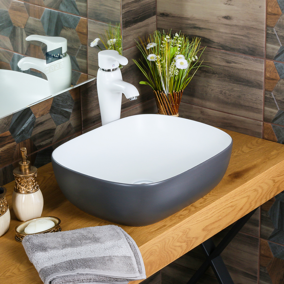 Накладная раковина melana mln-a419-cgrw-m матовая серая A419-CGRW-M-803