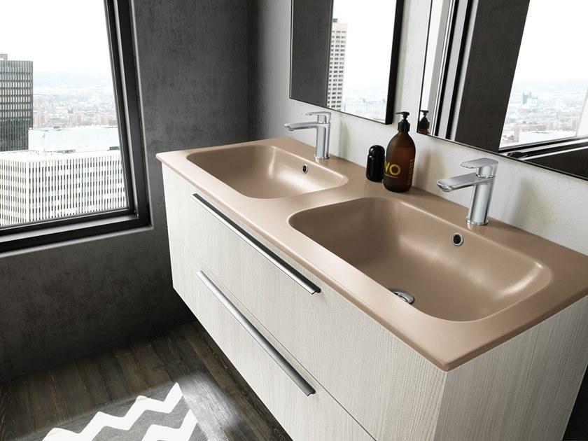 Archeda Двойная подвесная тумба под умывальник с ящиками Light sun-id-1512080 - Вид №2