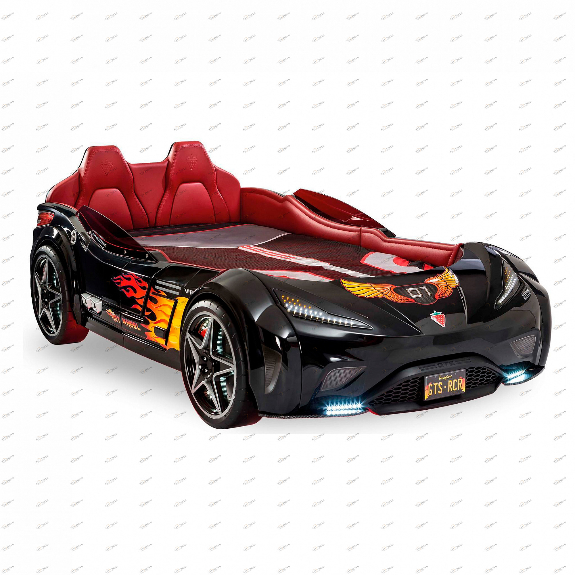 Кровать-машина с подсветкой 100х190 см черная GTS CILEK  00-3832328 Черный Santreyd 