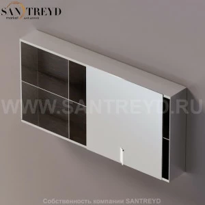 Agape 027 Настенный зеркальный шкаф 120 см. Отделка: хромированный сатин, фанера под коричневый дуб. Для хромированной отделки добавьте 16 % к базовой цене. AMOB027H6012RUSP