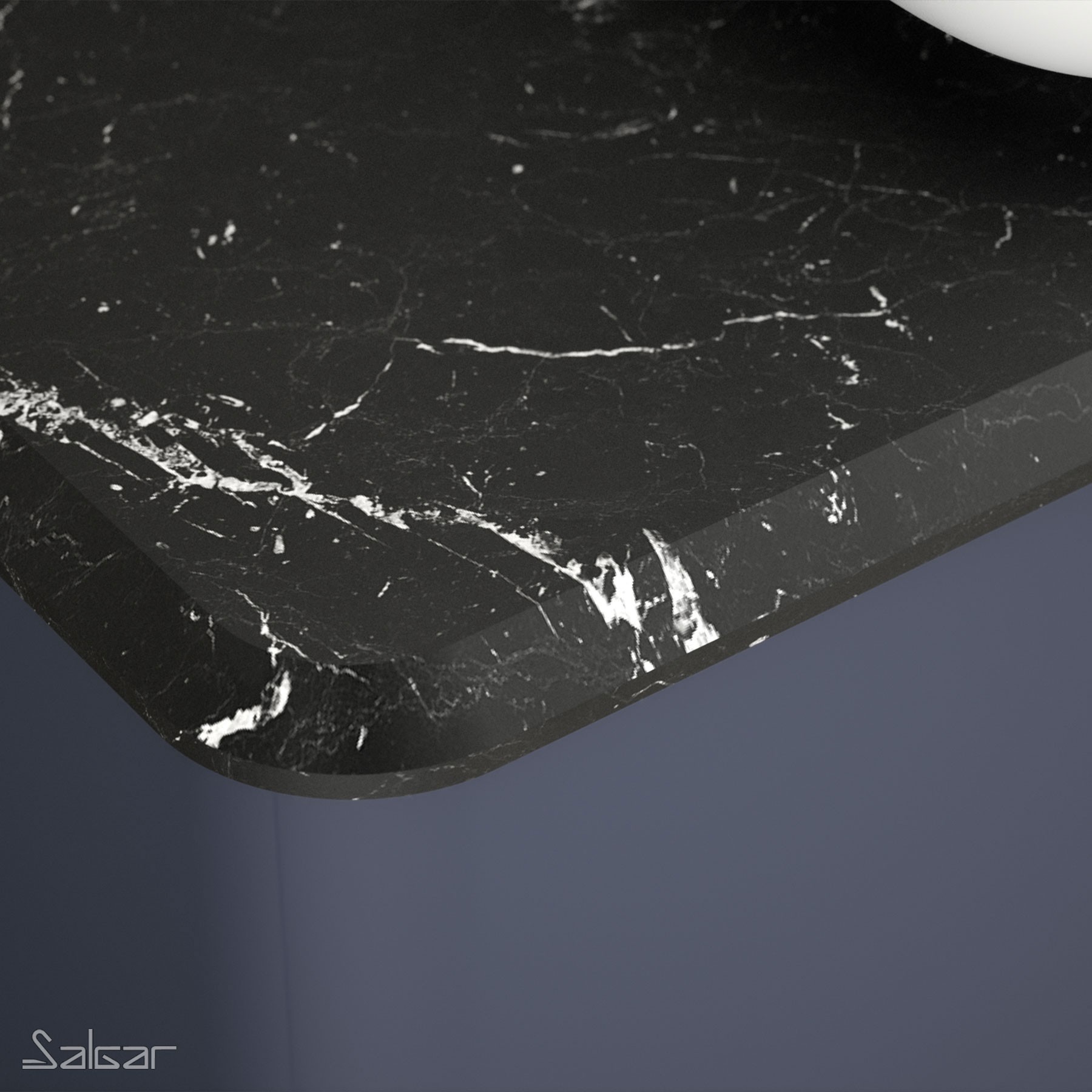83943 SALGAR Столешница UNIIQ 1200 правая MARQUINA BLACK для верхней раковины 1210 x 22 x 460 мм  - Вид №1