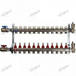 Коллектор нерж в сборе 12 выходов с расходомерами STOUT SMS0907000012