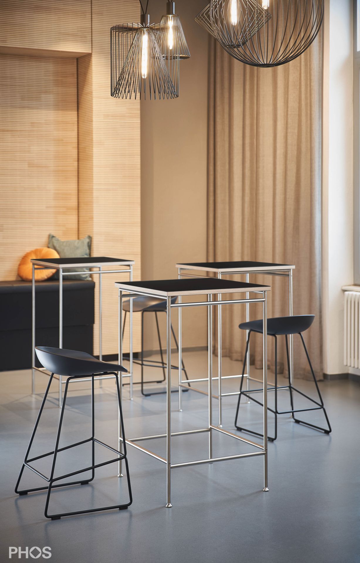 KATI-T1-60x60-MS Стол Karlsruhe - барный стол t1 с черной столешницей - 60 x 60 x 105 см. PHOS  - Вид №9