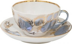 84823 Императорский фарфоровый завод Чашка чайная с блюдцем "Лунный" "Тюльпан" Фарфор твердый