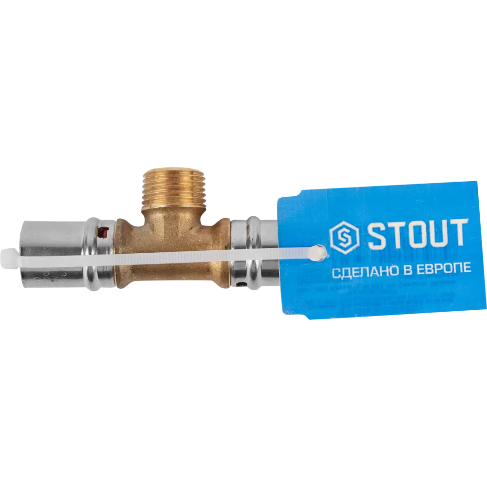 Тройник комбинированный Stout 20x1/2"x20 мм НР латунь SFP-0008-201220 82306189 STLM-2154088  - Вид №3