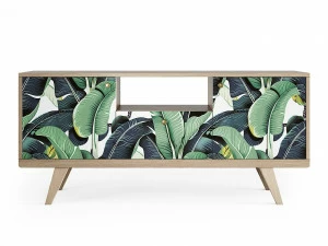 Тумба под телевизор с ящиком осветленный дуб с принтом Thimon THE IDEA  210229 Зеленый;синий;разноцветный