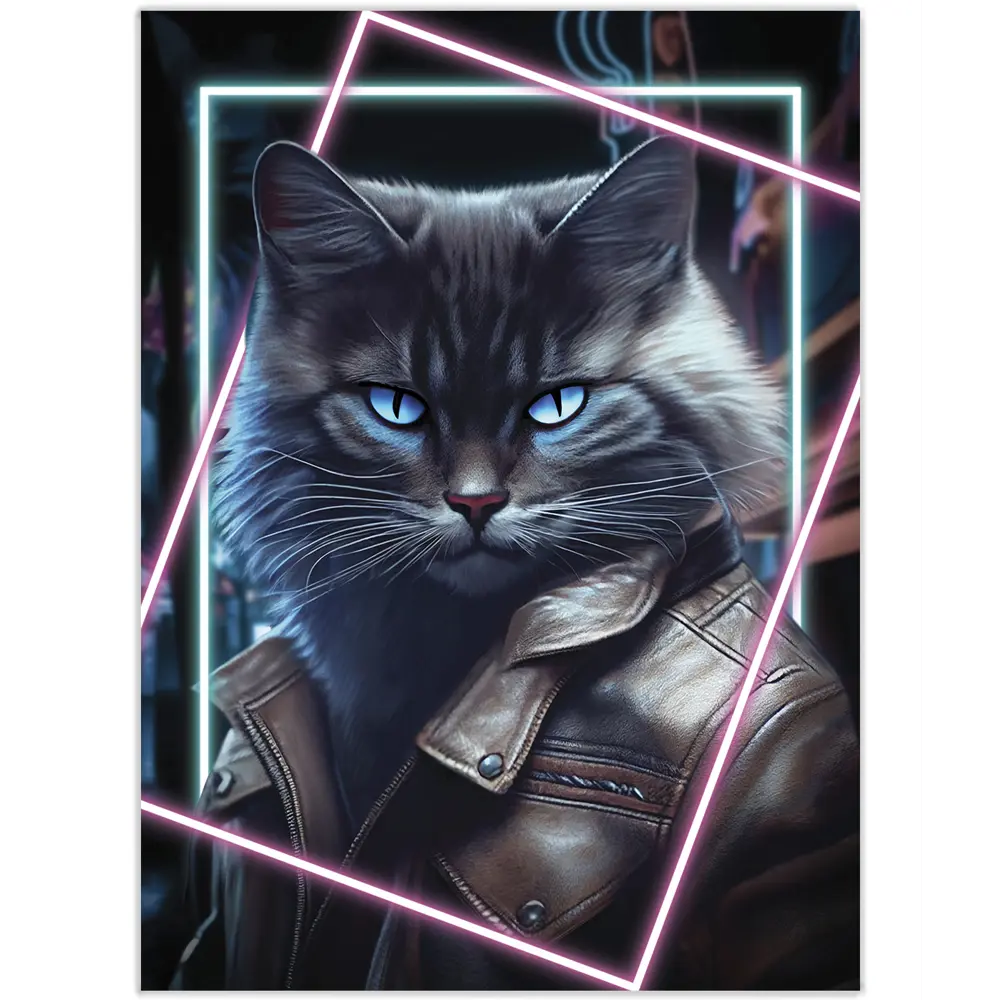 Картина Неоновый кот 1 50x70 см FBRUSH STLM-2031954