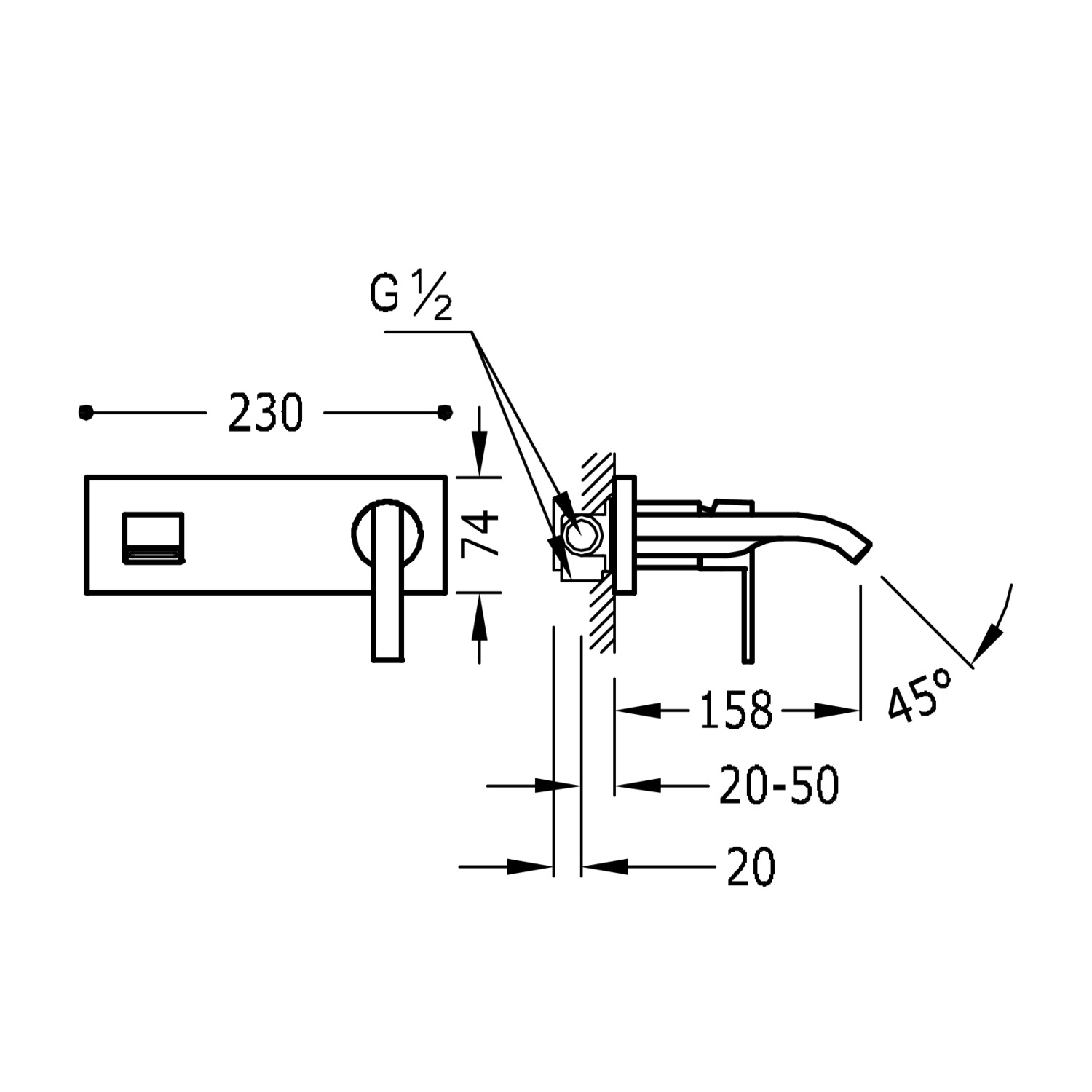 Скрытый смеситель для умывальника с одной ручкой LEX-ALP-08126010 TRES - Вид №1