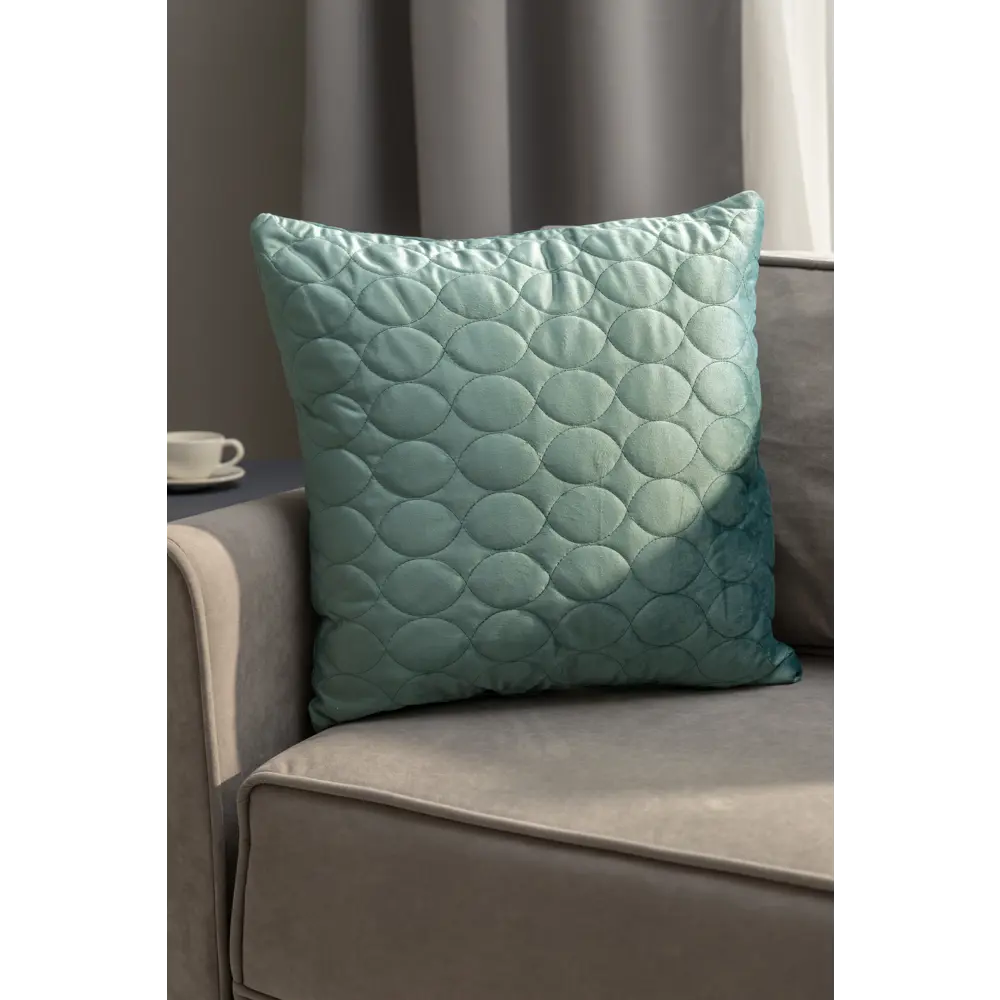 Подушка Овалы 50x50 см цвет бирюза 88110698 STLM-2202736 LINEN WAY  - Вид №3