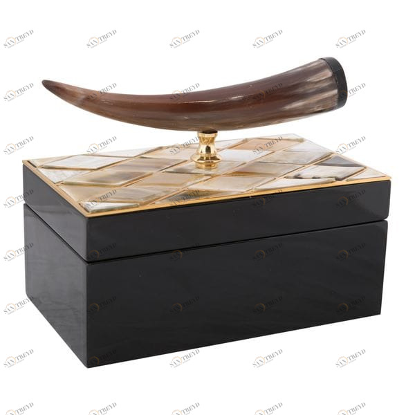 Шкатулка 24х18х14 см черная UNICO  255436 Чёрный;бежевый;золотой 