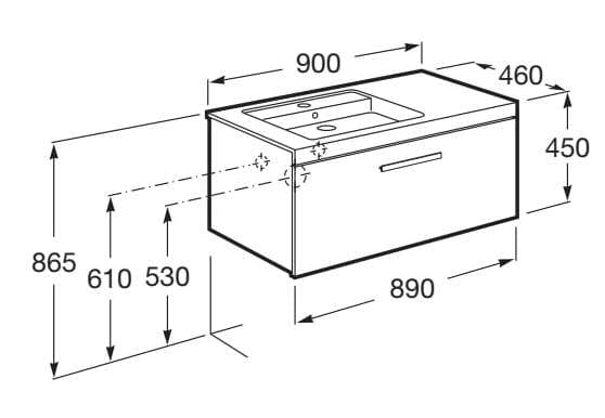 Подвесной шкаф с одной раковиной со встроенной раковиной Roca Prisma ARCH-00031879 - Вид №25