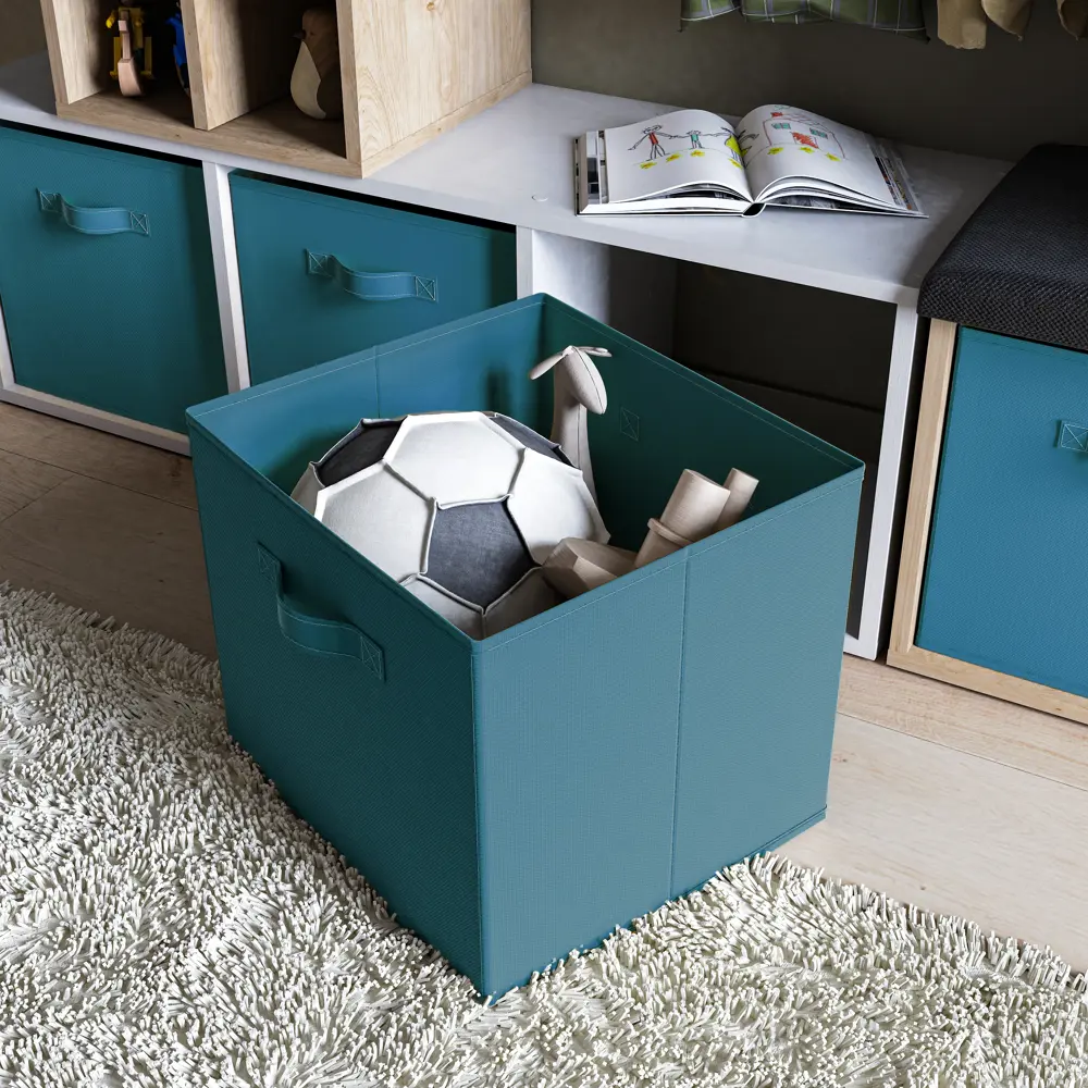 Короб Spaceo KUB Miami 31x31x31 см 29.7 л полиэстер цвет морской волны STLM-2032390