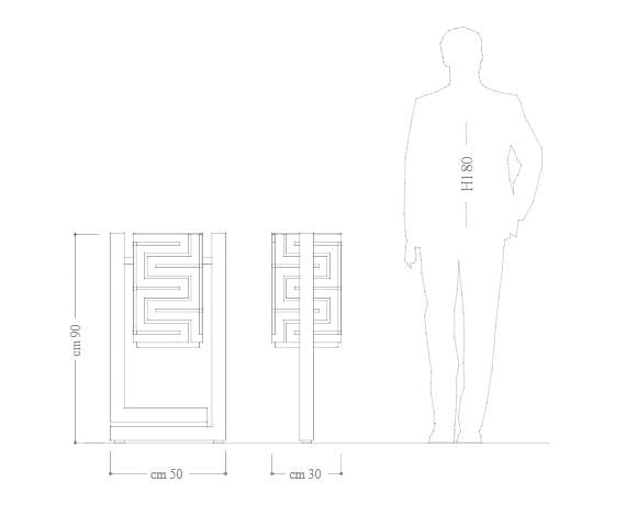 Корзина для мусора из оцинкованной стали с крышкой DIMCAR Snake ARCH-00111370 - Вид №2