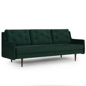 Диван трехместный Holme с ножками из дуба/ореха, темно-зеленый