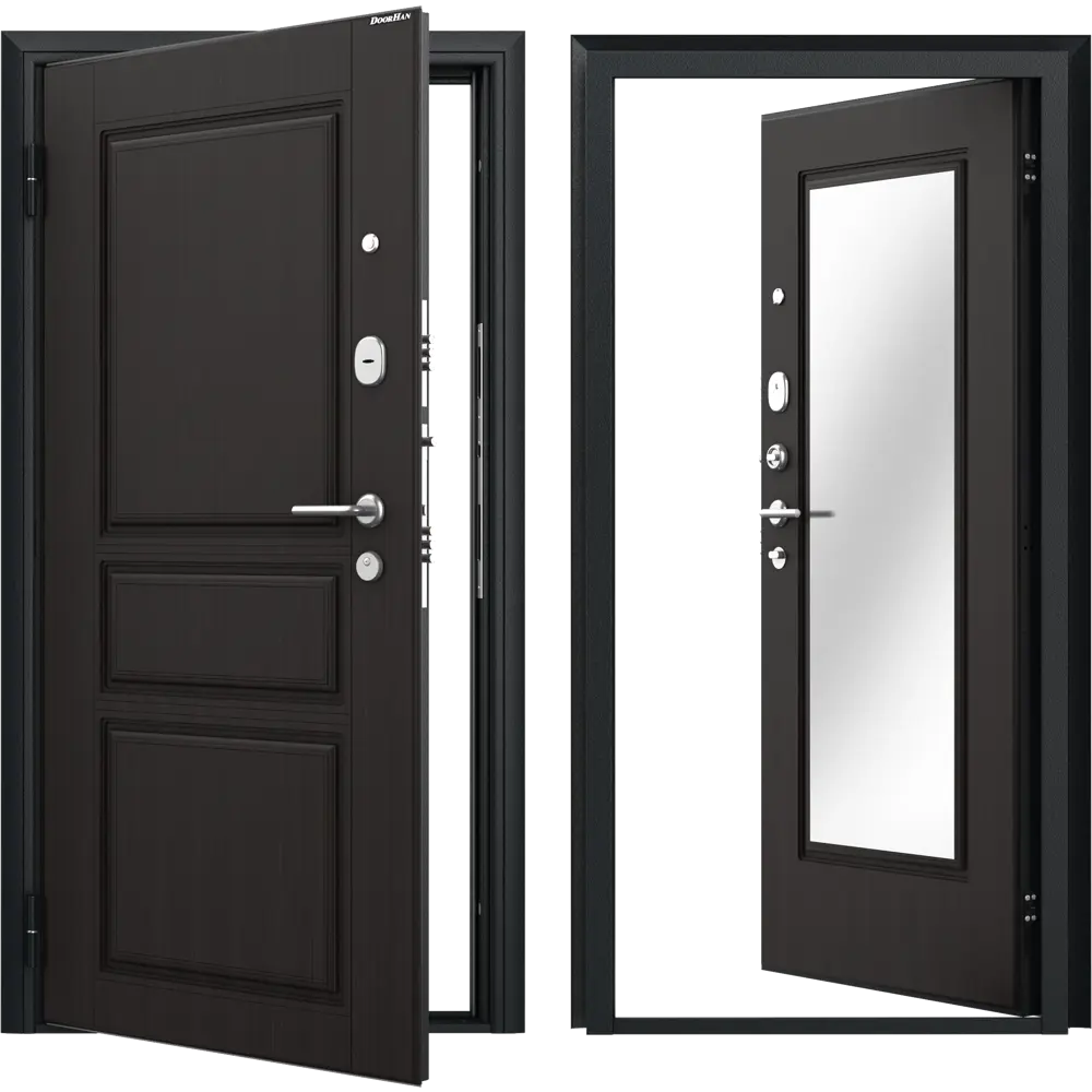 Дверь входная металлическая Премиум New 88x205 см левая венге с зеркалом DOORHAN STLM-2024133 - Вид №1