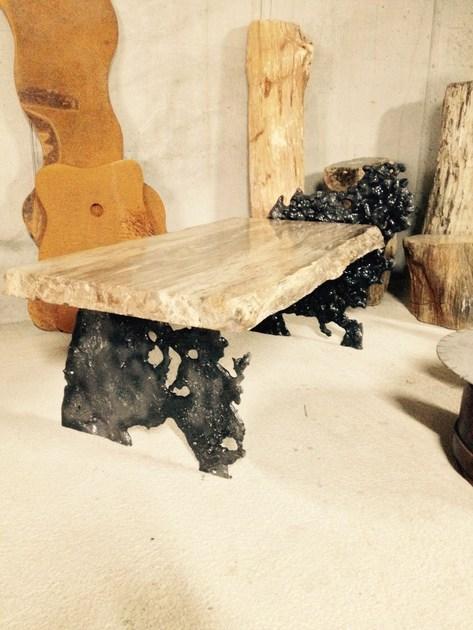 ANTICO TRENTINO Низкий круглый журнальный столик из полимера Tavoli in legno pietrificato sun-id-1452581 - Вид №11