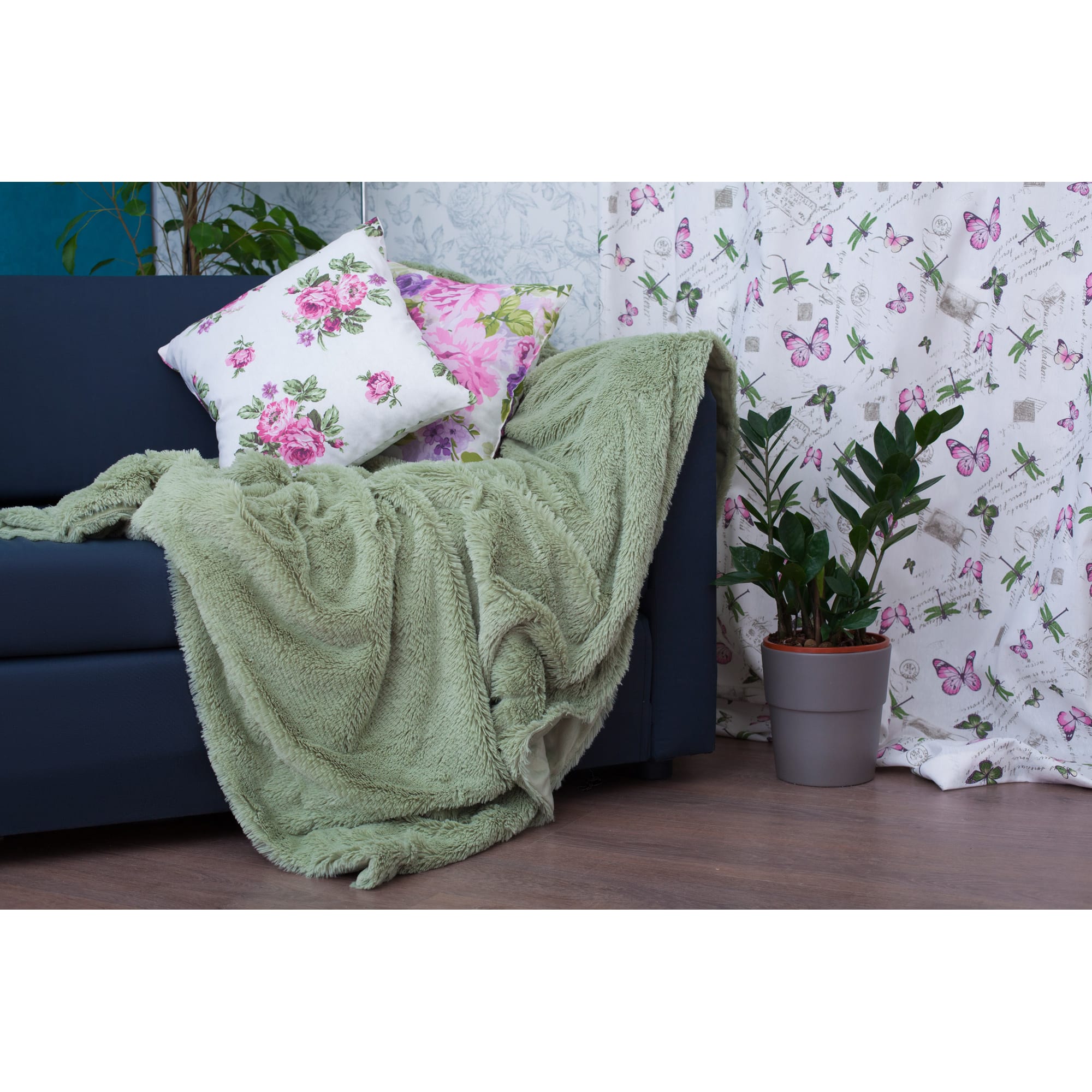 18414543 Плед декоративный 200х220 см, искусственный мех, цвет зелёный Santreyd  - Вид №5