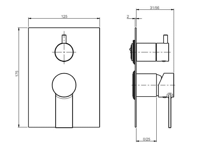 Однорычажный смеситель для душа с переключателем Rubinetterie Frattini ARCH-00141150 - Вид №2