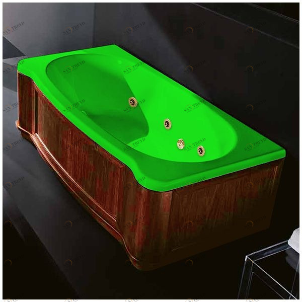 Ванна Gruppo treesse New Classic Young STD-V6747-SX-WO-ZEZ зелёная с золотой фурнитурой и гидромассажем прямоугольная левая деревянная панель орех STDV6747SXWOZEZ
