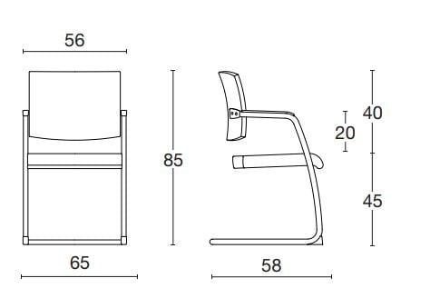 Кожаный консольный стул с подлокотниками для залов ожидания Diemme ARCH-00052114 - Вид №4