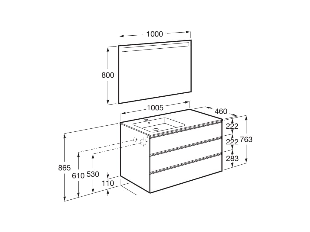 Деревянный умывальник с зеркалом и встроенной раковиной Roca UNIK A8515 / A8518 ARCH-00035896 - Вид №106