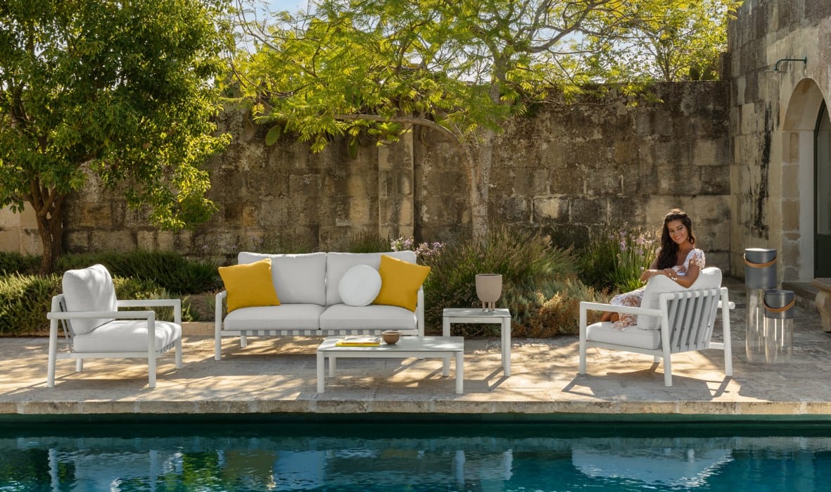 Квадратный стол из керамогранита с алюминиевым основанием Talenti озеро ARCH-00024363 - Вид №1