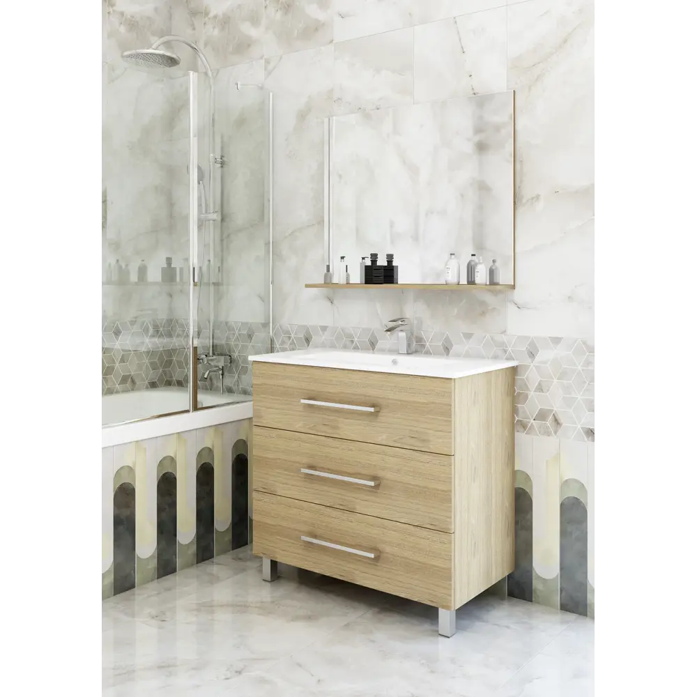 Тумба под раковину напольная Sanflor «Мадрид» 90x84 см цвет вяз STLM-2178654 - Вид №6