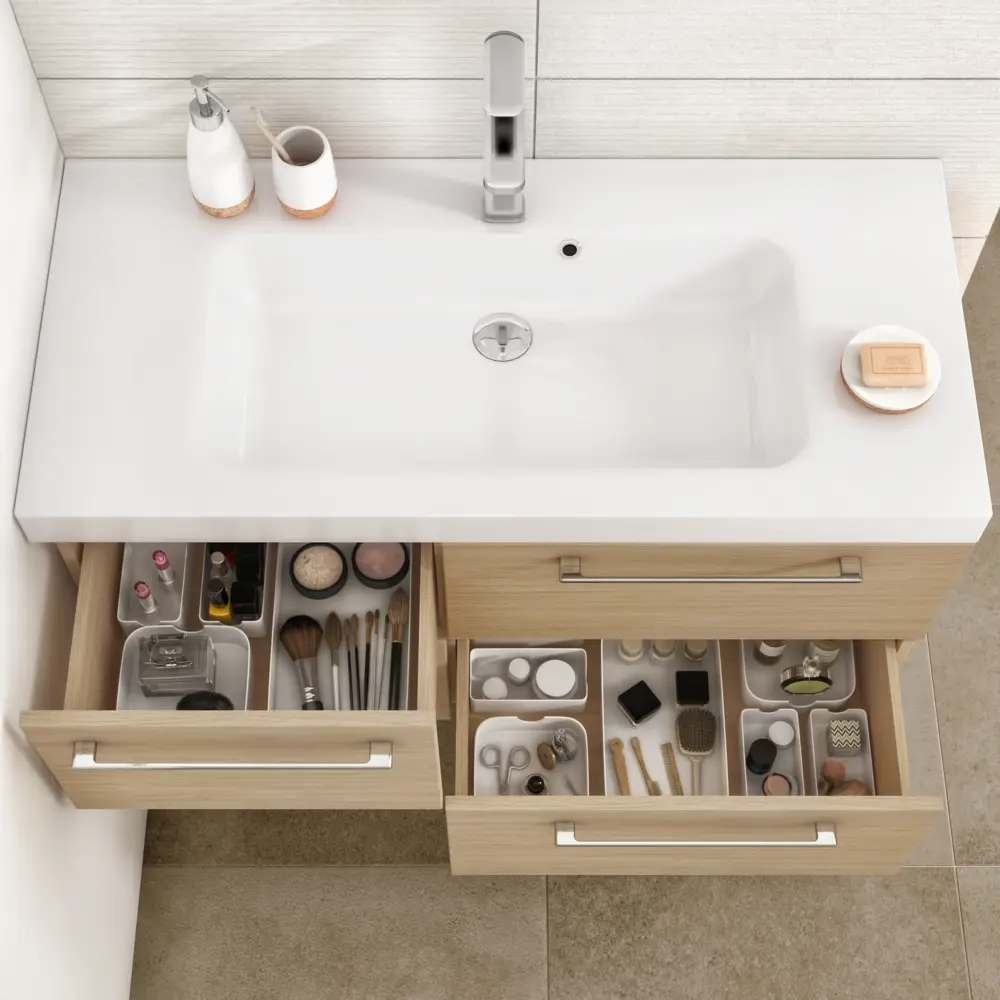 Набор из 4 корзин для выдвижного ящика Sensea Remix цвет белый 16.3x5.3x30.2 см Без серии STLM-2070138 - Вид №8