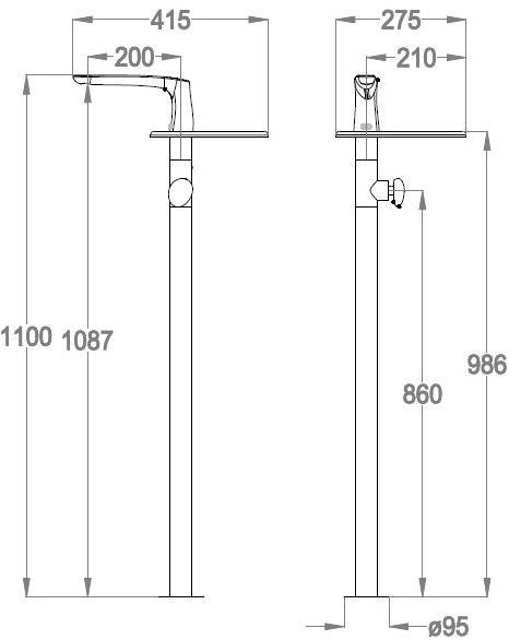 Fir Italia Смеситель для умывальника, однорычажный, напольный Synergy stone 95 9513008 - Вид №1