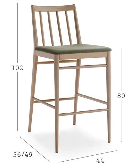 Billiani Табурет из бука с мягким сиденьем Tracy 598 - Вид №3
