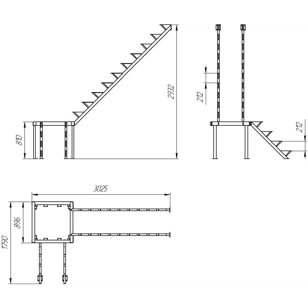 Каркас металлический ЛЕС-05-3 90° ЛЕСЕНКА STLM-2049924 - Вид №1