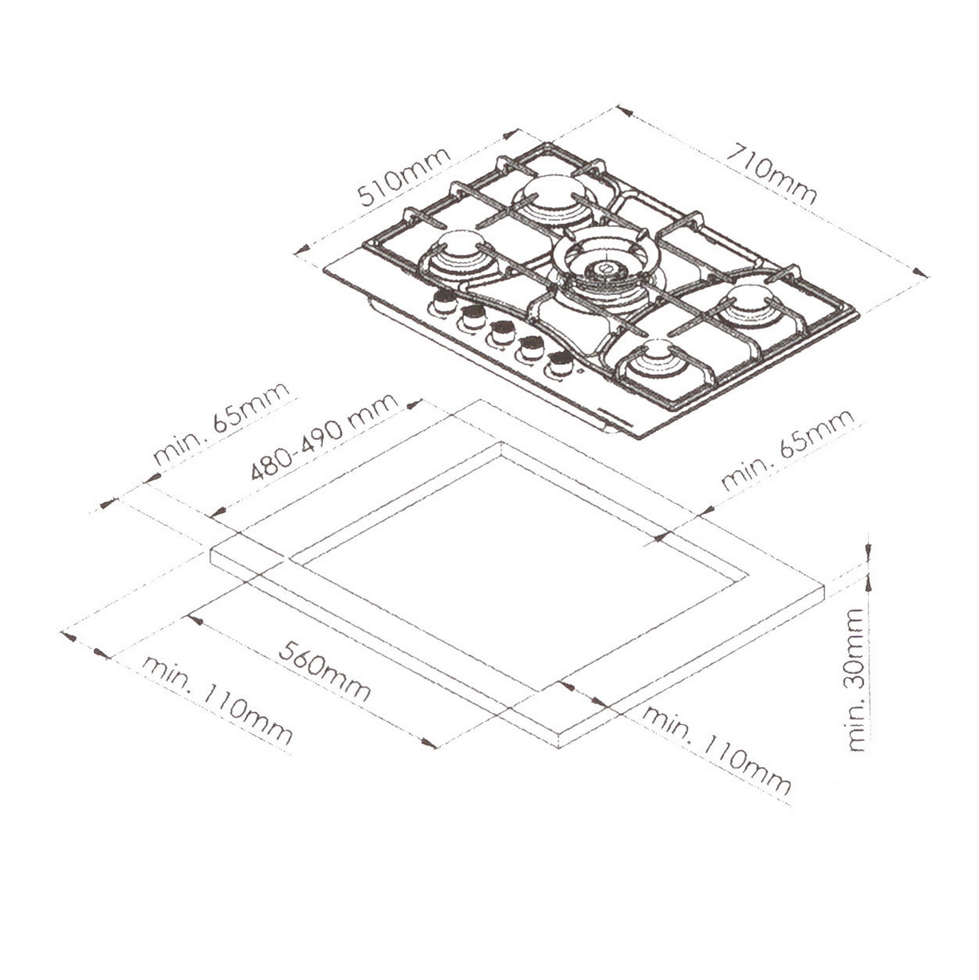 8198347 Газовая варочная поверхность Kuppersberg FS 73 X STDN-0049488 - Вид №11