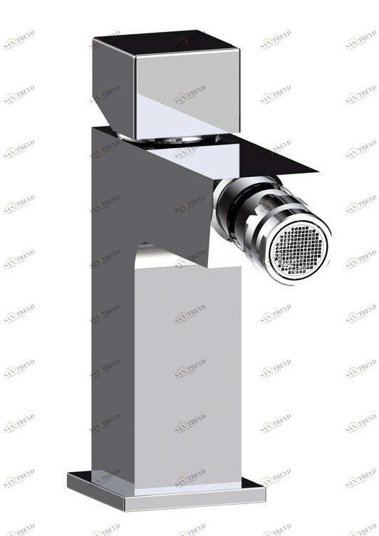 Смеситель на биде однорычажный, без донного клапана, ручка куб CEZARES EFFECT-BSM1-01-Q-W0