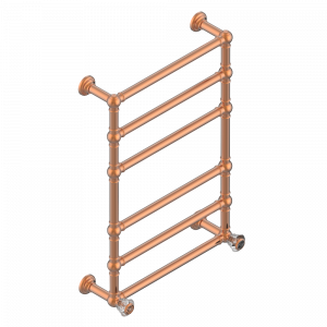 A41-TWT6H2 Полотенцесушитель Традиционный, 6 перекладин, 625 мм x 925 мм, водяной, с 2 декоративными крестовыми рукоятками Thg-paris Dahlia Matt blush PVD