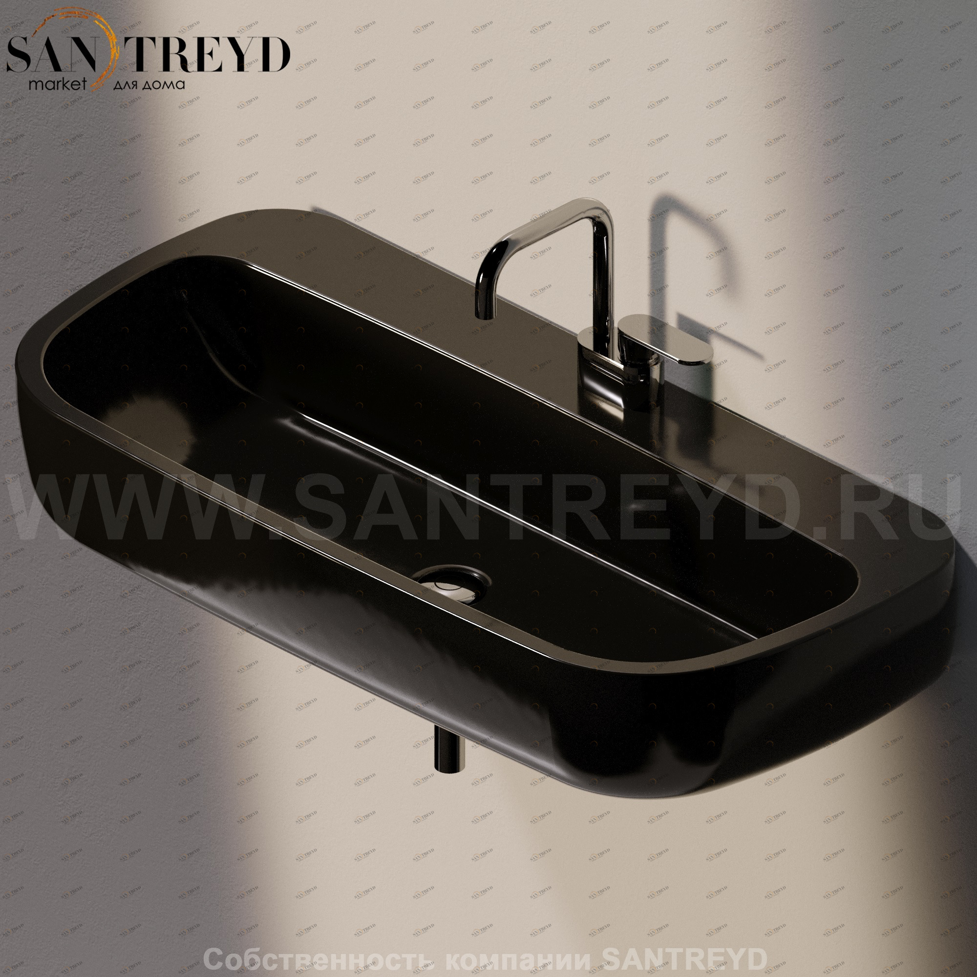 MN100L9017 Подвесная раковина настенная прямоугольная Ceramica Flaminia Mono черная