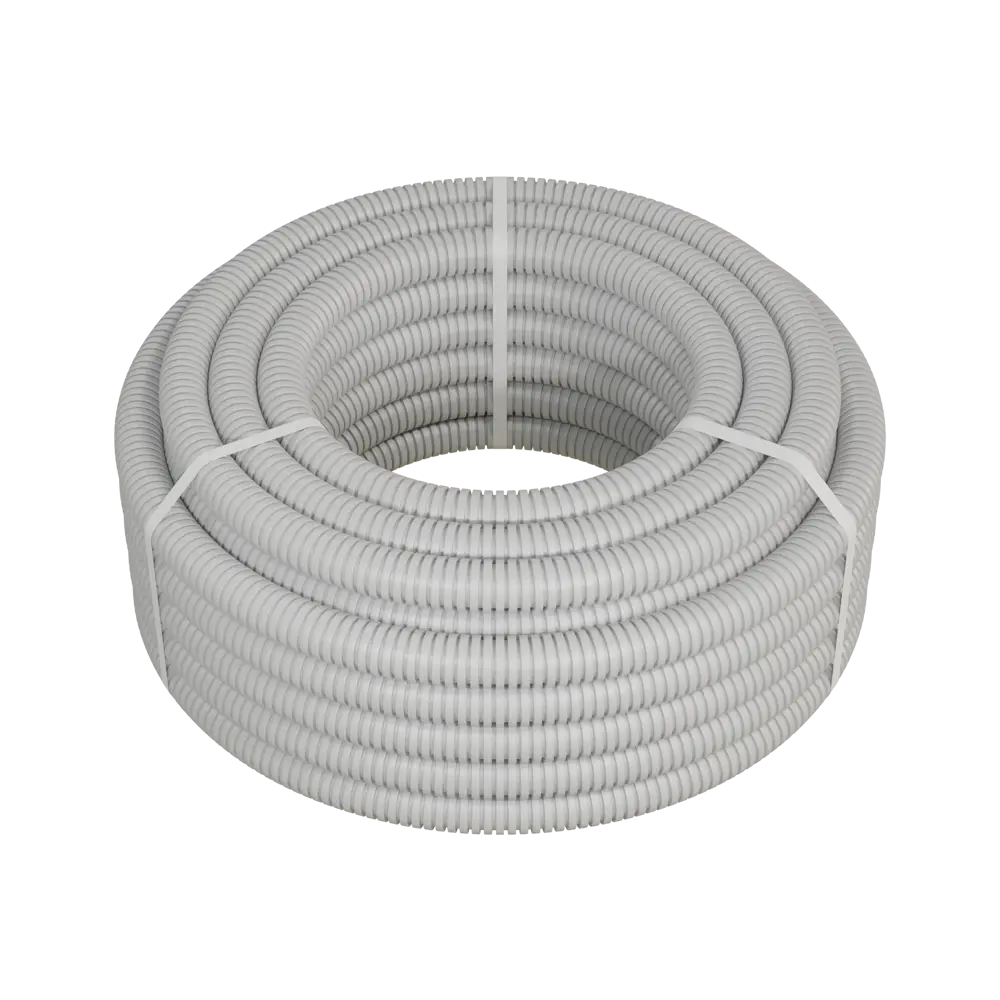 Труба гофрированная Экопласт D32 мм 25 м ПВХ легкая с протяжкой цвет серый STLM-2134972 - Вид №1