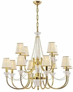 Possoni Illuminazione Люстра из чистого золота с хрусталем и абажурами Vicky 37089/8+4