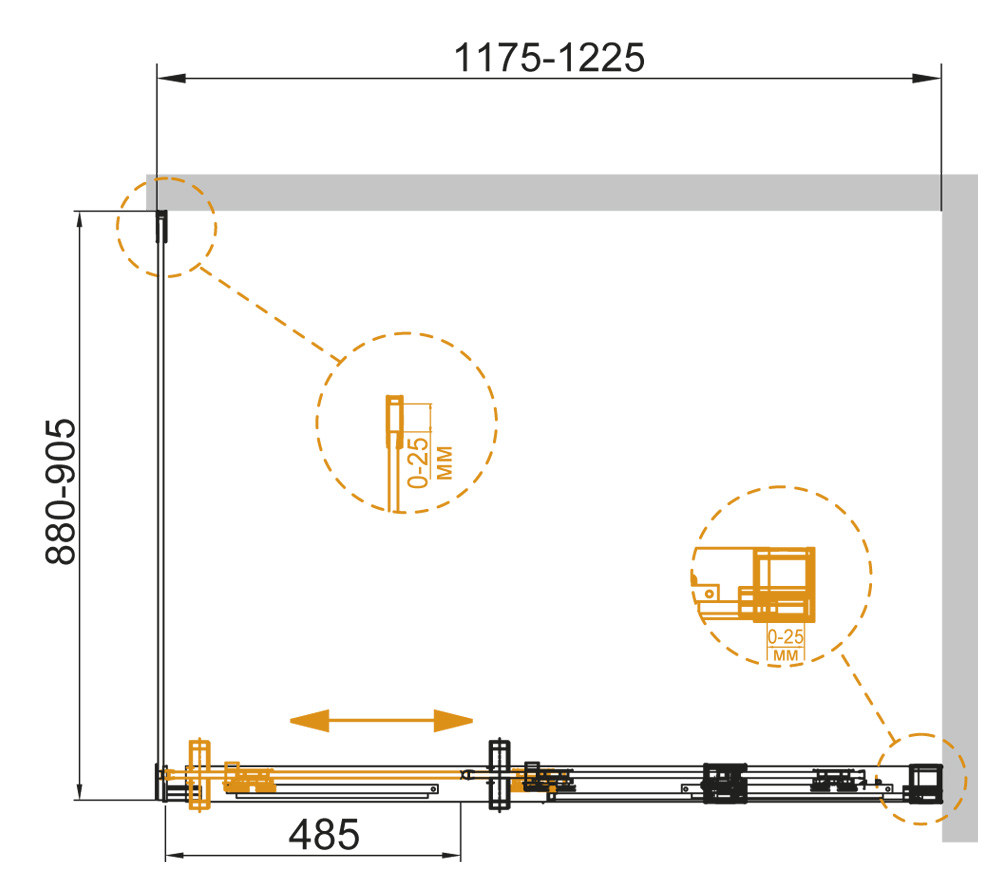 Душевой уголок CEZARES DUET SOFT-AH-1-120/90-C-Cr  - Вид №1