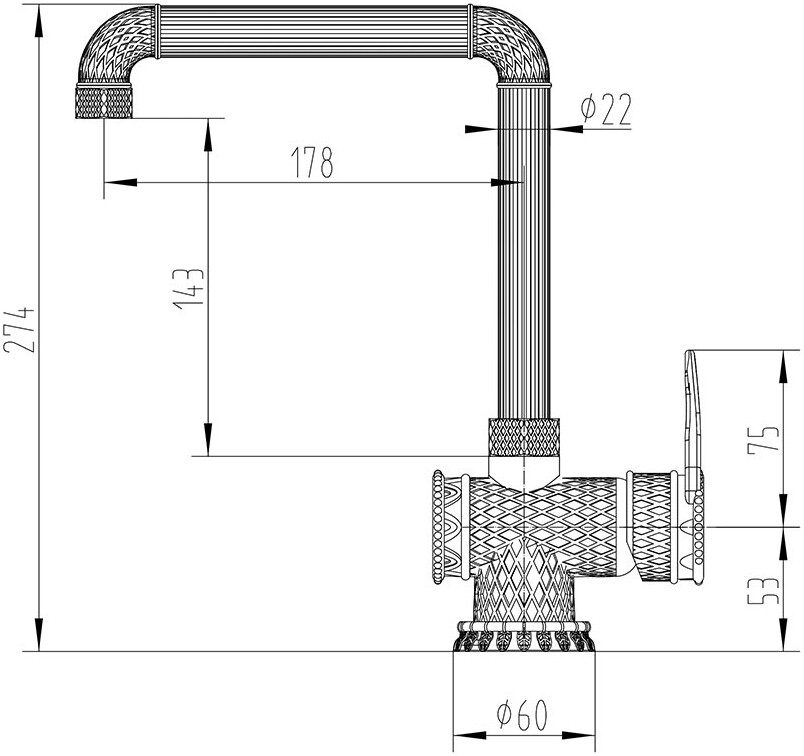 Смеситель ZorG Antic A 418 K-BR LOFT для кухонной мойки, бронза - Вид №1
